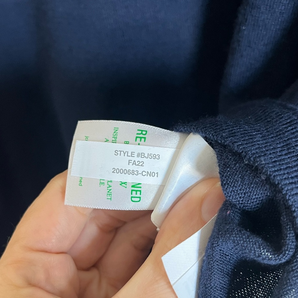 J. Crew Halle Crewneck 100% Merino Wool Sweater Navy Blue Size XL - Picture 6 of 8